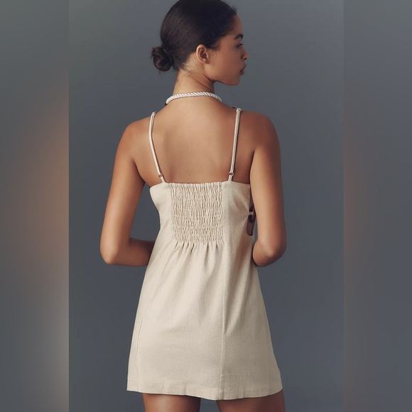 Anthropologie Smocked Linen Blend Mini Dress size XS - Picture 2 of 7